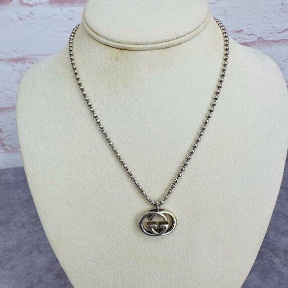 Gucci Interlocking Sterling Silver Pendant Necklace - Picture 2 of 5